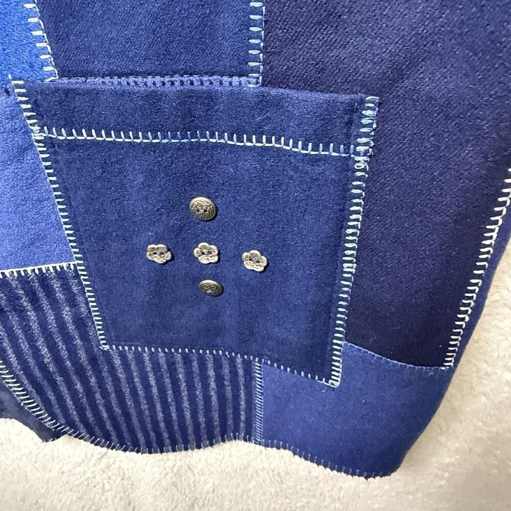 Handmade Upcycled Boho Patchwork Long Vest Lined Embellished XL Sustainable - Picture 4 of 9